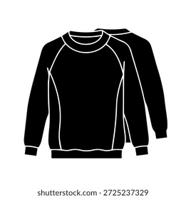 Clássico raglan serrote silhueta vetor ilustração com punhos com nervuras e pescoço da tripulação para casual bonde vestuário tech pack