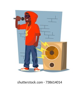 Classic Rapper Man Vector. Modern Musician. Flat Cartoon Illustration
