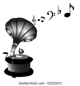 classic record player playing music