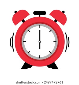 Classic red alarm clock - modern flat design style single isolated image.