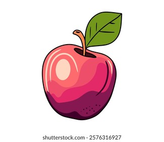 Classic Red Apple with a Leaf for a Timeless and Natural School Tradition Theme Vector illustration