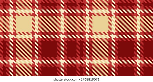 Classic red and beige Christmas houndstooth tartan in traditional holiday plaid design