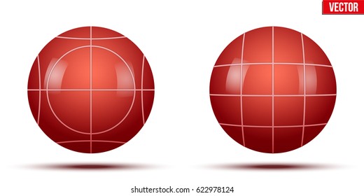 Classic Red Bocce Balls. Park und Freiluftspiel. Vektorillustration-Illustration auf isoliertem weißem Hintergrund