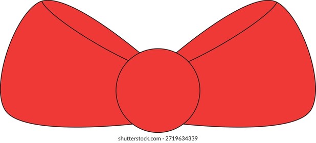 Classic Red Bow Tie Accessory Icon Flat Vector Illustration on White
