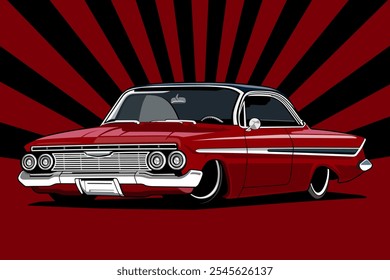 classic red car 1961 illustration design icon vector