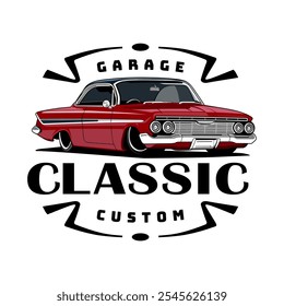 classic red car 1961 illustration design icon vector