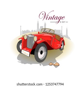classic red car cartoon