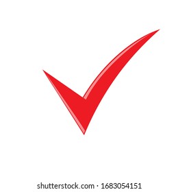 Classic red checkmark isolated on white background. 