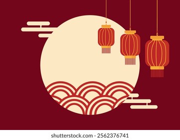 Classic Red Chinese Lantern in Rectangular Form