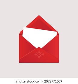 Classic red envelope mockup. Vector illustration