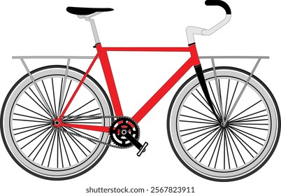 classic red fixie with basket and snail bar