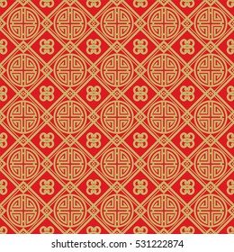 classic red and gold chinese seamless pattern, vector, Endless texture can be used for wallpaper, pattern fills, web page,background, surface