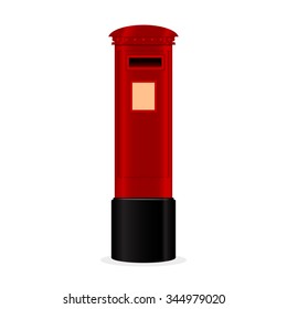 Classic red mailbox. Vector illustration.