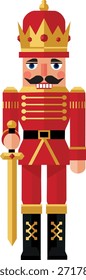 Klassische rote Nussknacker Soldat mit Candy Cane Weihnachten Vektorgrafik