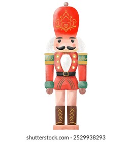 Classic Red Nutcracker Toy Illustration