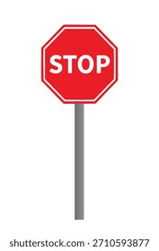 Klassisches rotes achteckiges Stoppschild an einem Pol