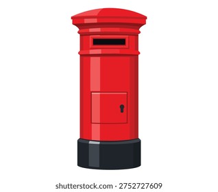 Classic Red Pillar Post Box Isolated Illustration
