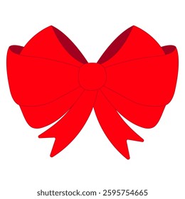 Classic red ribbon bow hand drawn. Bow for decoration, bow ties, retro ribbon illustration hand drawn. Set of different cartoon bows, gift ribbon