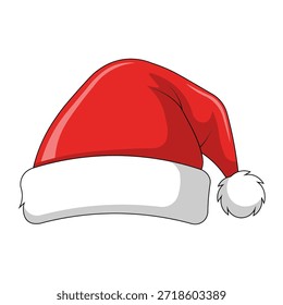 Sombrero rojo clásico de Santa con el ajuste blanco y Pom-Pom