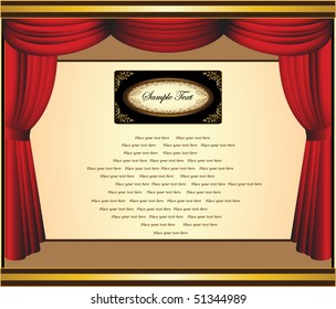 Classic red theater curtain. Stage show presentation concept.