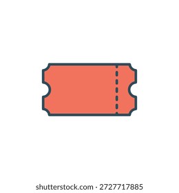 Icono de boleto rojo clásico que representa la admisión al evento, películas de cine y Cupones de la rifa.