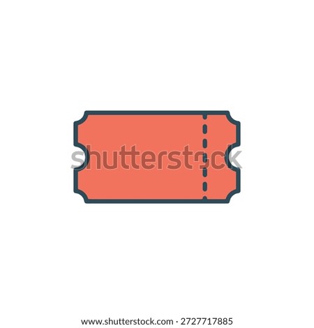 Classic red ticket icon representing event admission, cinema movies and raffle coupons.