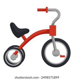 Classic red tricycle for toddlers vector cartoon illustration isolated on a white background.