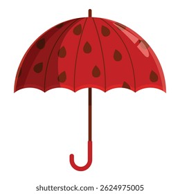 Classic red umbrella protecting from rain, concept of autumn season