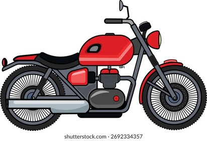 Clássico vermelho vintage motocicleta vetor ilustração no fundo branco.