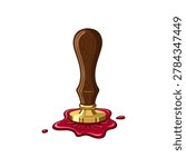 Classic red wax seal stamp for official documents vector set