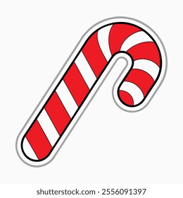 Classic Red and White Candy Cane Sticker Christmas Sweet Treat Decoration