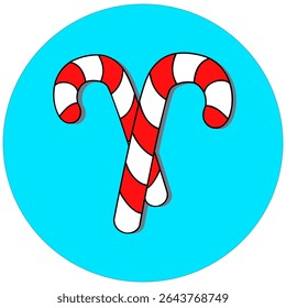 Classic red and white candy cane, a symbol of Christmas happiness. Suitable for candy-themed designs, decorations, and greeting cards. Add a touch of sweetness and holiday cheer.