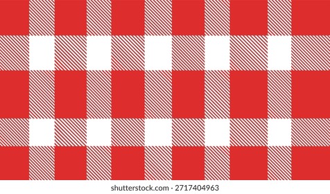 Patrón clásico de guinga roja y blanca, un diseño a cuadros sin costuras adecuado para manteles, mantas de picnic o estampados de tela.