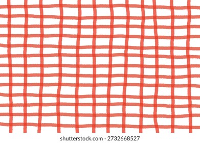 Classic red and white gingham seamless pattern. Traditional Italian pizzeria and bistro style checkered background for kitchen textile, cafe branding, and food packaging. 