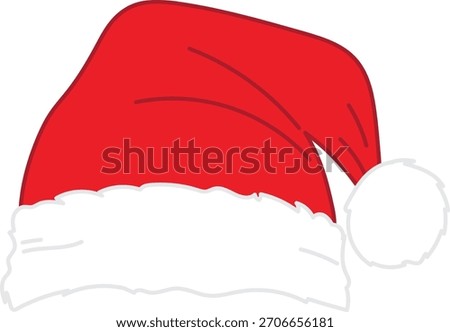 Classic red and white Santa hat illustration for festive occasions.