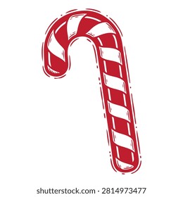 A classic red and white striped candy cane symbolizing festive holiday cheer and Christmas celebrations.