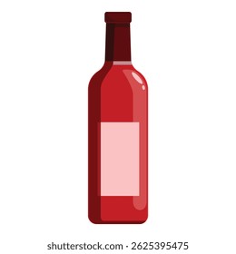 Classic red wine bottle with a blank label is standing upright, ready for your custom design or branding