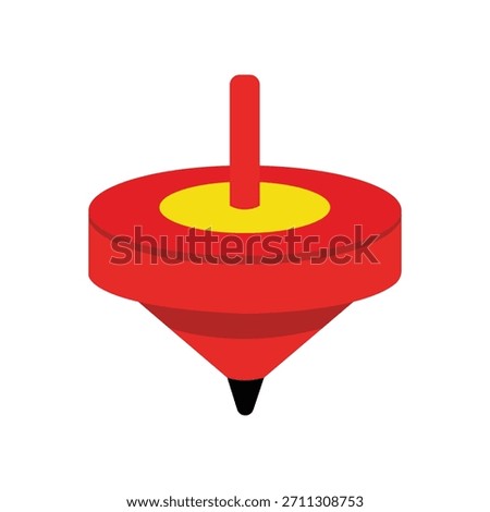 Classic Red and Yellow Spinning Top Toy Game Vector Illustration
