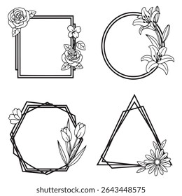 Classic and Regal Blooming Vintage Decorative Floral Frames Vector Set Packs
