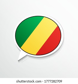 Classic Republic of the Congo country flag on speech bubble. Abstract languages concept flat illustration