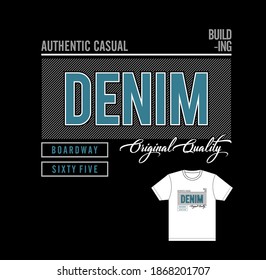 Classic research denim typography stylish for t-shirt and apparel abstract design. Vector print, poster. Global swatches