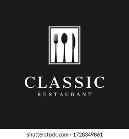 diseño clásico del logo de un restaurante inspirado en el diseño plano, plantilla de ilustración vectorial