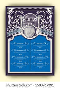 Classic restaurant menu with vintage ornaments