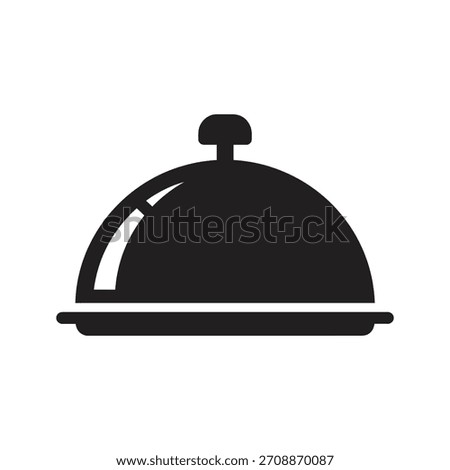 Classic restaurant serving cloche icon on a platter representing fine dining gourmet food, hotel room service, catering delivery, and professional chef culinary presentation.