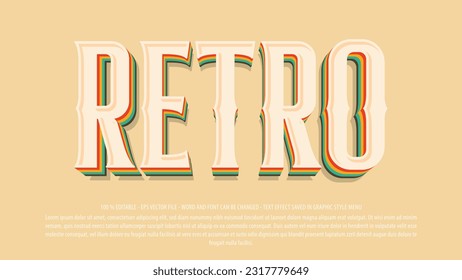Classic retro 3d style editable text effect template
