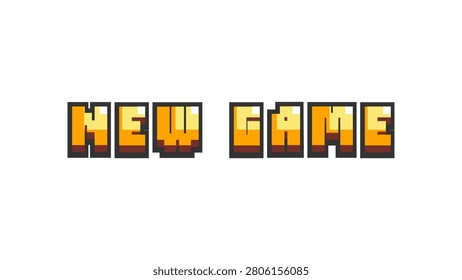 Classic retro 8-bit pixel art New Game text typography. Perfect for gaming UI, asset designs, app interface, main menu screen concept, and nostalgic video game element for digital creative projects.