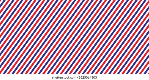 Classic retro background with diagonal stripes red blue color. Color stripes flag, airmail. Wrapping paper print with diagonal lines. Colorful package texture.