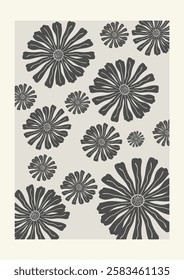 Classic Retro Background, Flora Theme with blooming flowers. Typical Asian Flowers. Wall Decor