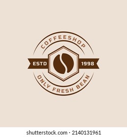 Classic Retro Badge Coffee Shop Logos. Cup, beans, cafe vintage style design vector illustration