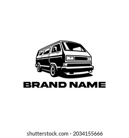 Classic retro camper van isolated logo vector